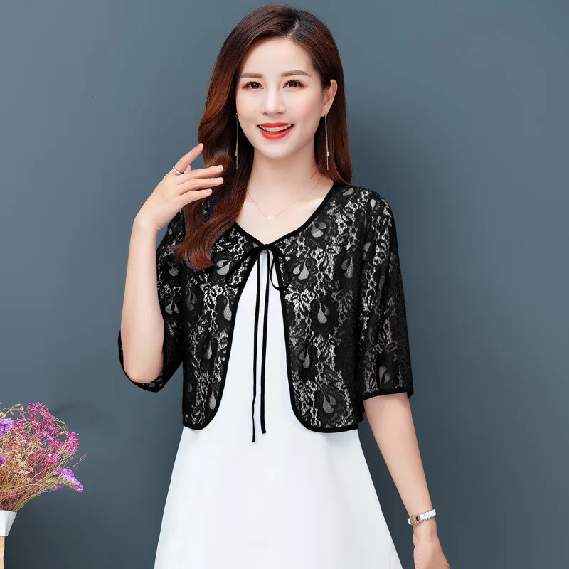 Black Navy Blue White Pink Red Women Bolero Lace Bridal Jackets