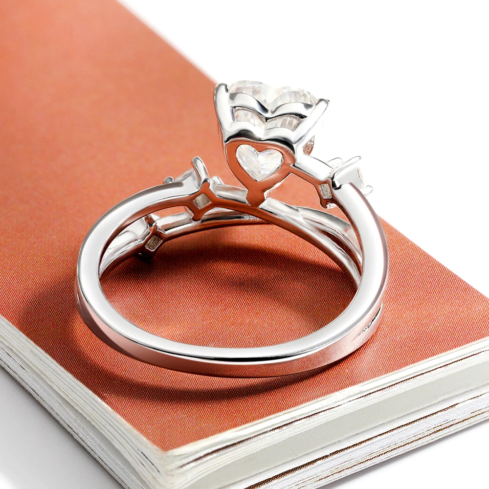Serenity 1.24ct Heart Cut D Color Moissanite Rings Women Wedding Bridal With Certificate 100% S925 Sterling Silver Eternity Ring 4