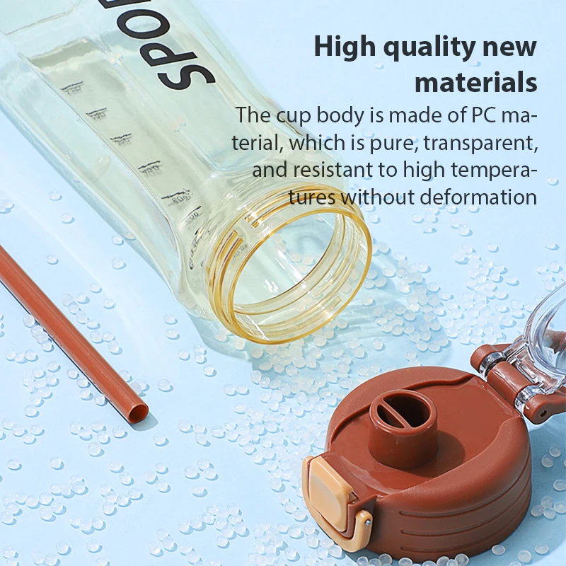 Water Bottle Sport Plastic Cup 750Ml Space Cup Leak Proof Outdoor Sports Water with Straw Drinkware