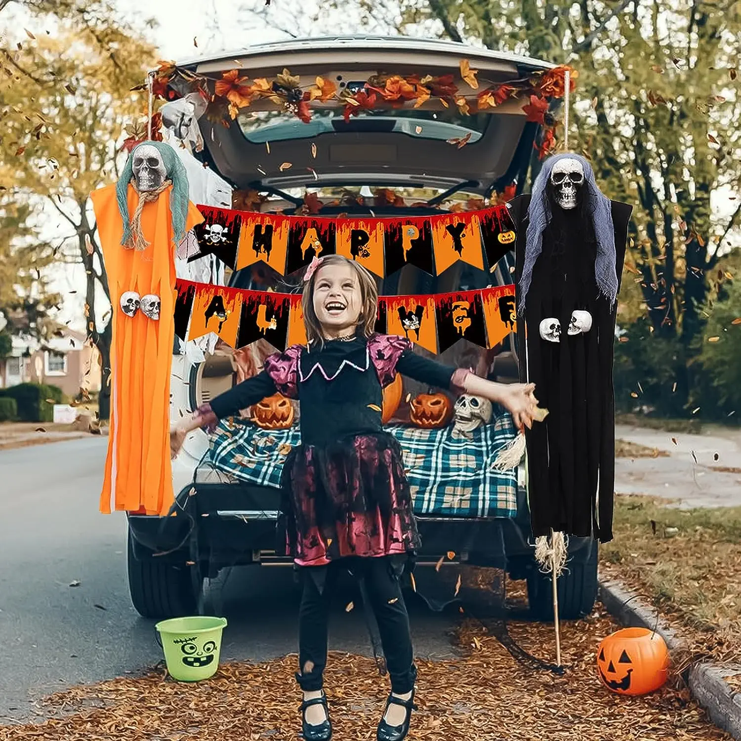 Big Dot Of Happiness Trunk Or Treat Halloween Banner - 1x5 Foot Party Decoration For Car Parade, Guest Book, Satin Paper - View #8