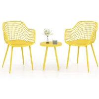 3 Piece Patio Bistro Set, All Weather Heavy Duty Table and Chairs Set of 2 with Widen Seats, Outdoor Furniture Set for Porch 1