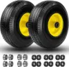 4.10/3.50-4" Flat Free Tire and Wheel, 10" Solid Tire with 5/8" Axle Bore Hole with 3/4" & 1/2" Extra Bearings, 2.2" Offset Hub 1