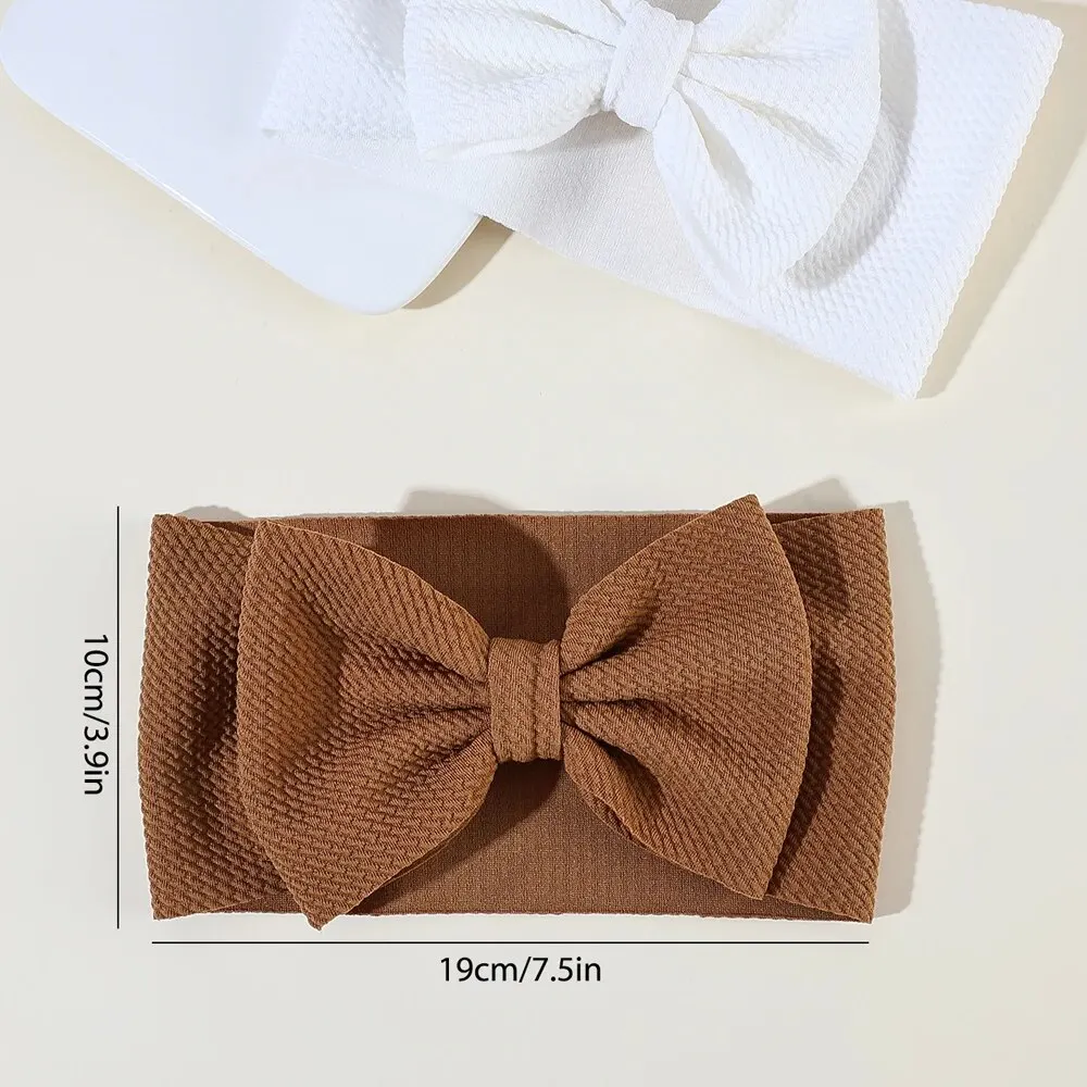 3pc Set Baby einfarbig übergroße Schleife Stirnbänder niedlichen Bogen dekorative elastische Stirnbänder für Baby Kinder Stirnband Haarschmuck – Detail 4