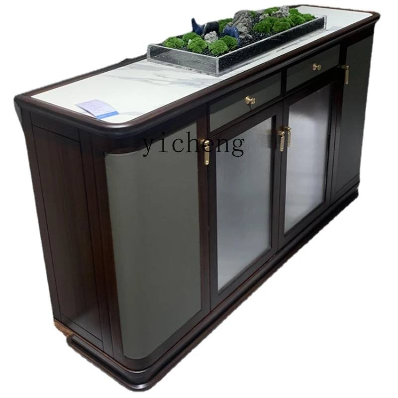 

Zc Solid Wood Sideboard Wall-Mounted Storage Rack Kitchen Locker Living Room Tea Cabinet