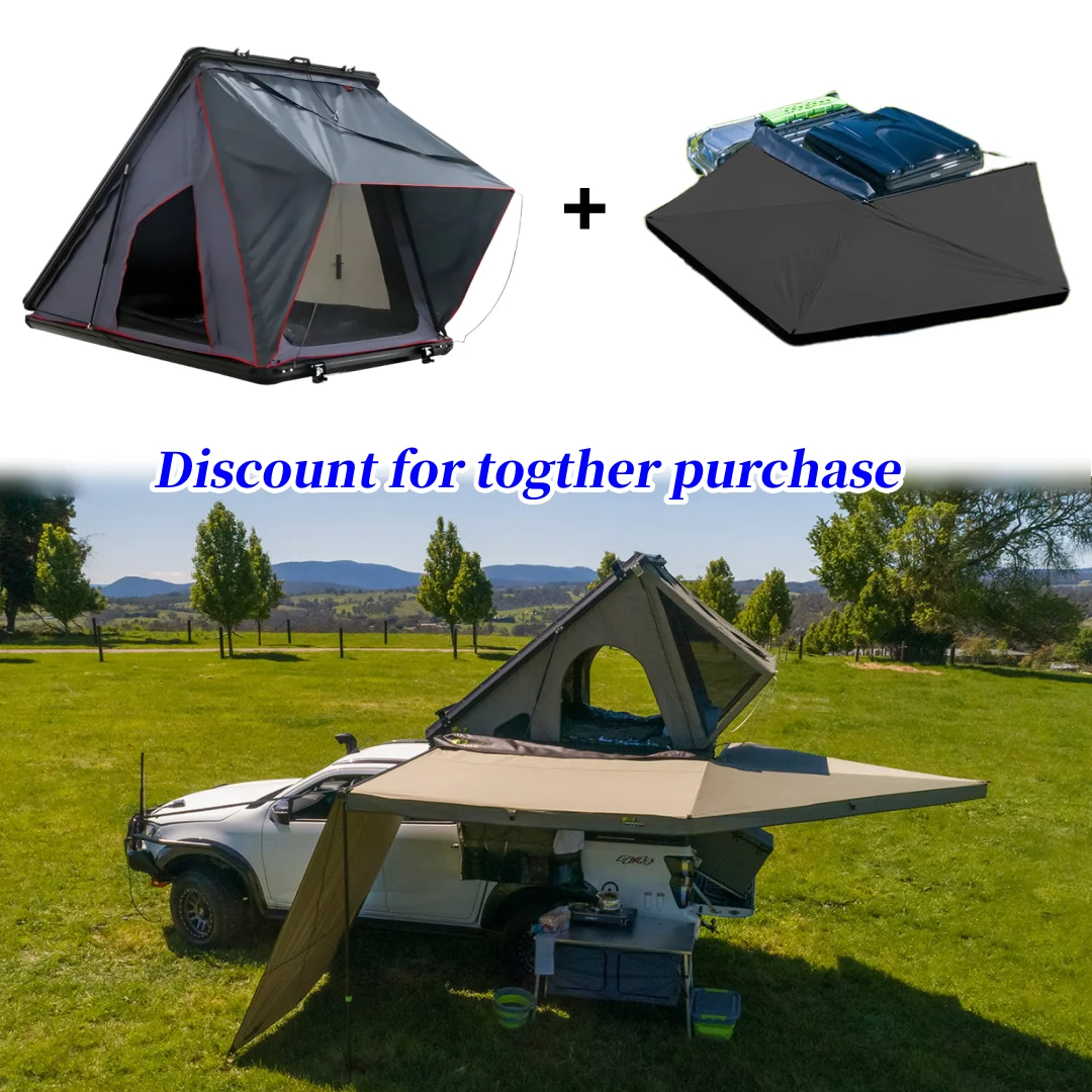 3-4 Person Triangle Camping Rooftop Tent Aluminum Top Roof Tent with Clamshell Hard Shell Rooftop tents