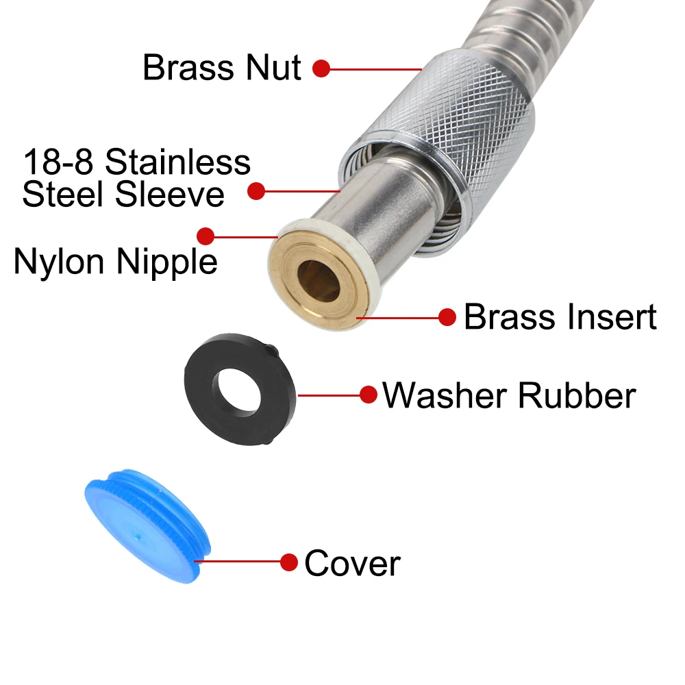 Bathroom Accessories 1.2m/1.5m/2m Flexible Soft Water Pipe Pipe Fittings Rainfall Shower Hose Plumbing Hose Home Improvement