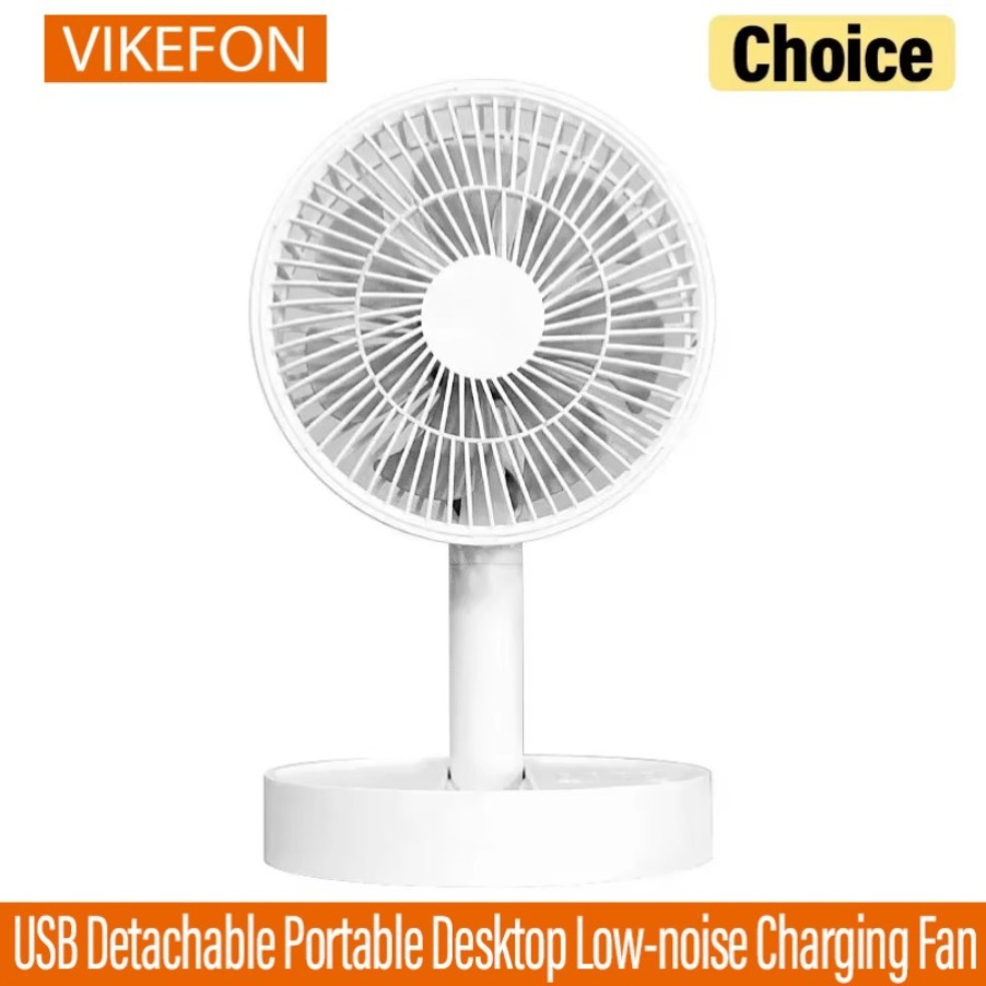 Portable USB Detachable Desktop Low-noise Charging Fan Four Speed 180° Adjustable Retractable Folding Fan for Home Office Travel