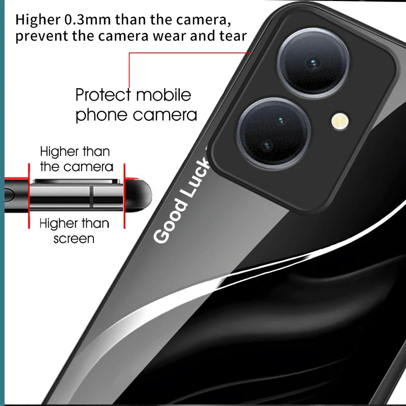 Gradient Color Hard Tempered Glass Protective Phone Case