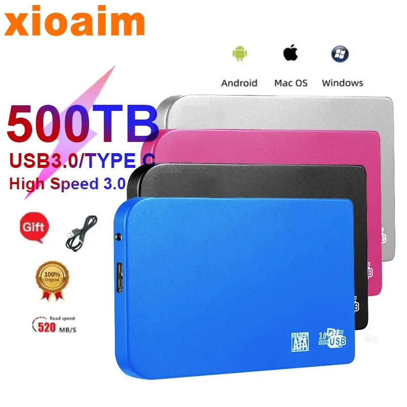 

For Xiaomi High-speed 4TB 8TB 16TB SSD Portable External Solid State Hard Drive USB3.0 Interface 128TB HDD Mobile Hard Drive