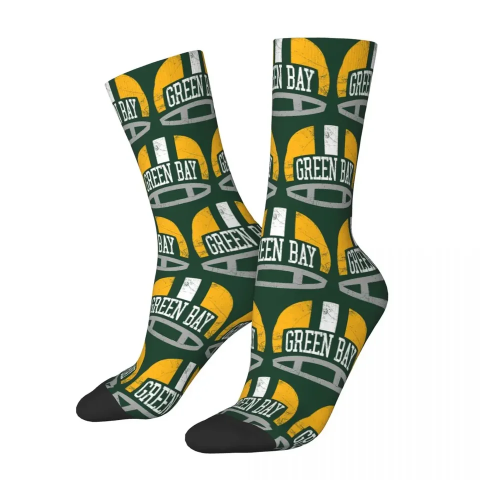 Green Bay Retro Helmet - Green Socks Harajuku Sweat Absorbing Stockings All  Season Long Socks Accessories for Man's Woman Gifts - AliExpress 200574005