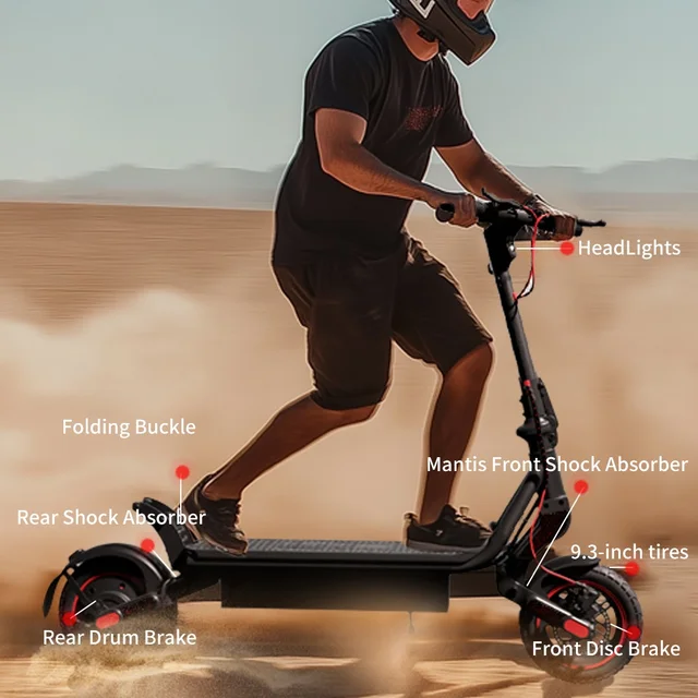 Trottinette électrique iScooter W8 750W pour adultes, batterie 48V 14Ah, autonomie maximale de 40 km, pneus pneumatiques de 9,3 pouces, double suspension tout-terrain, trottinette électrique pliable pour les trajets quotidiens avec écran intelligent et contrôle par application pour les déplacements en ville 1