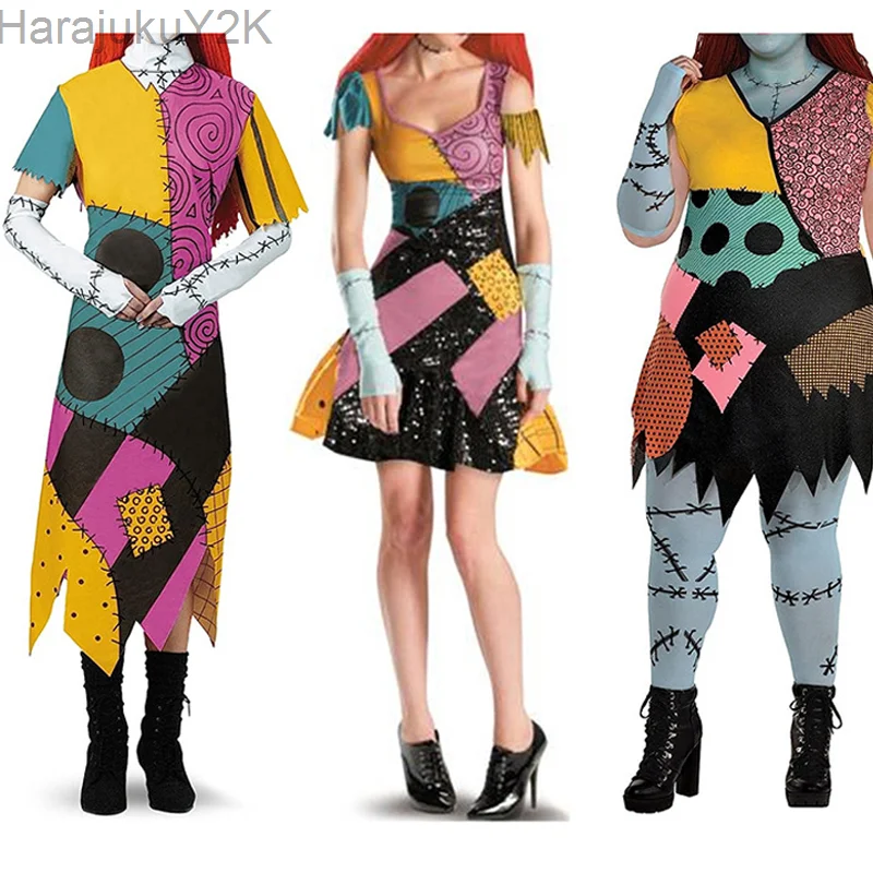 

[You're My Secret] Halloween Cosplay Dress Party Horro Costume Sally Woman Sleeveless Sexy Dresses Female Gothic Clothes