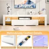 LED TV Stand, 63'' High Glossy Modern Entertainment Center with LED Lights and Storage for 55/60/65/70 Inch TV (White, 63'' x 1 4