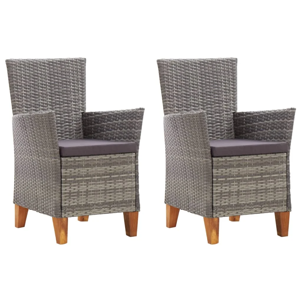 

Patio Chairs 2 pcs with Cushions Poly Rattan Gray 23.2" x 23.2"x 34.4" Outdoor Chair Outdoor Furniture