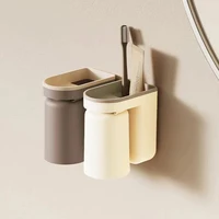 Support de rangement innovant pour brosse à dents, 1 pièce, sans trou, léger, de luxe, tasse de bain de bouche, tasse de brosse, organisateur mural de salle de bain pour Couple 4