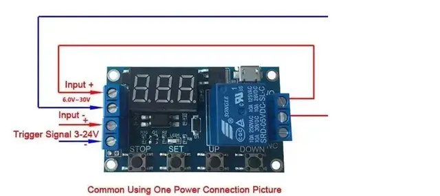 Rel&egrave; Timer Digitale QWORK - Modulo Ritardo Spegnimento 6-30V DC Con Display LCD E Alimentazione USB