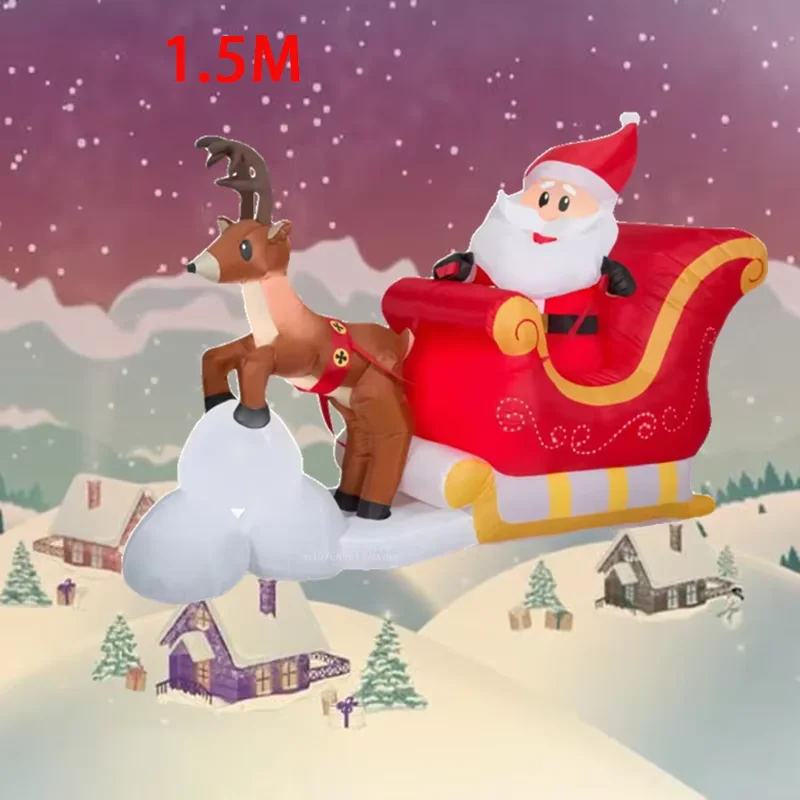 Santa Claus Decoration And Snowman with LED Light Yard Decor Winter Decor Merry Christmas Lawn Giant Inflatable Decorae Prop