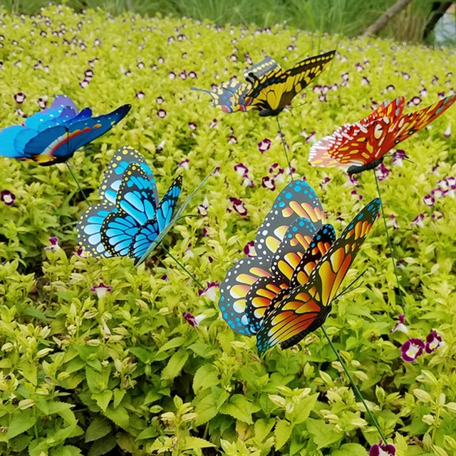50Db Pillangó Virág Edényhalom Színes Kerti Udvar Kültéri Dekoráció Hamis - Image 5