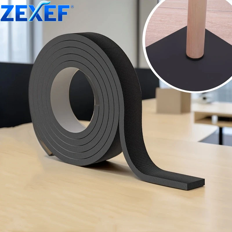 ZEXEF Black Chair Foot Pads 1 Roll Thick Anti-Slip Noise Reducers Wear-Resistant Furniture Protectors for Table/Chair Mute Pads