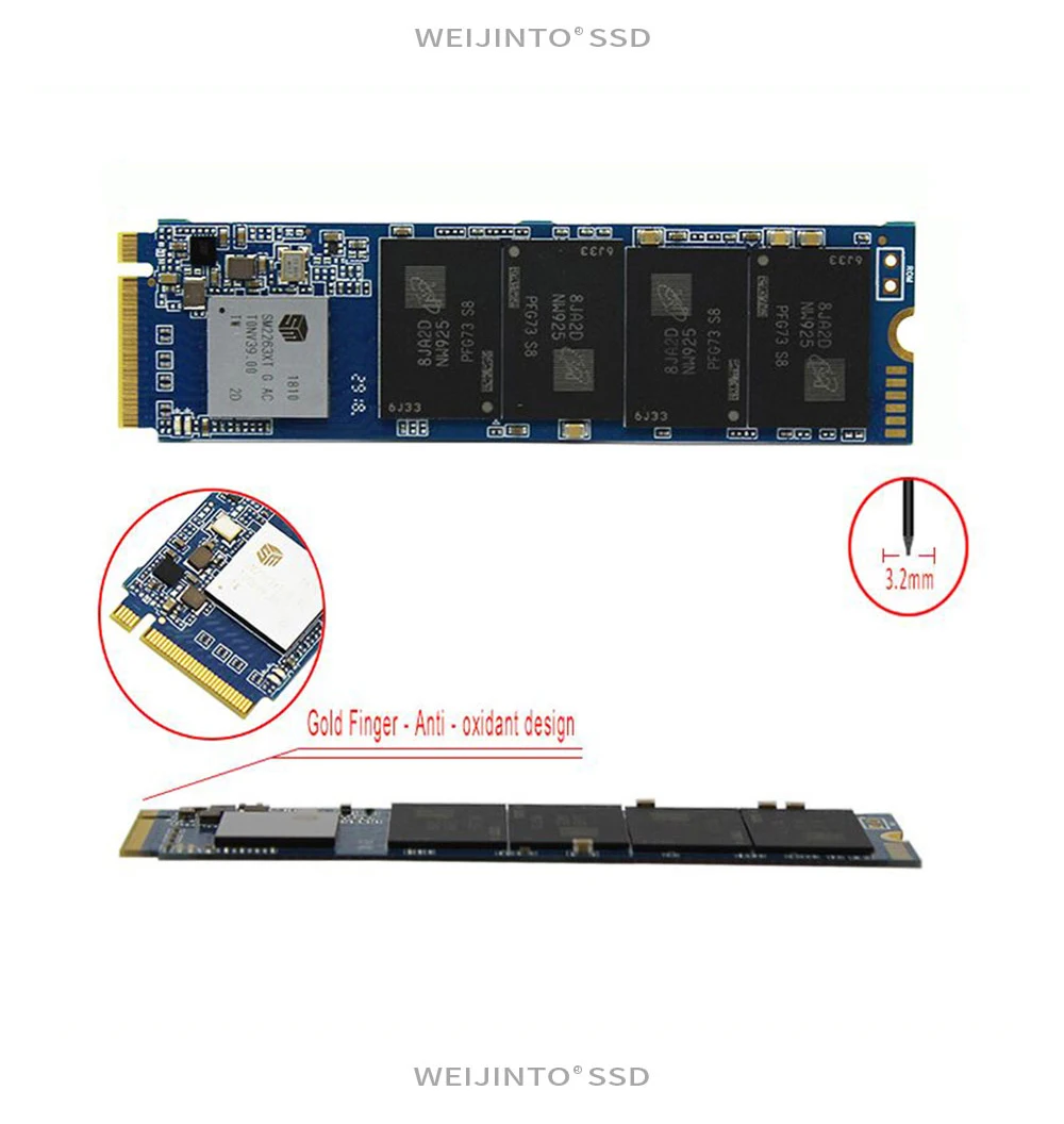 WEIJINTO M2 NVMe SSD 256GB 128GB 512GB 1TB M.2 PCIe Internal Solid State Drive for Laptop Desktop