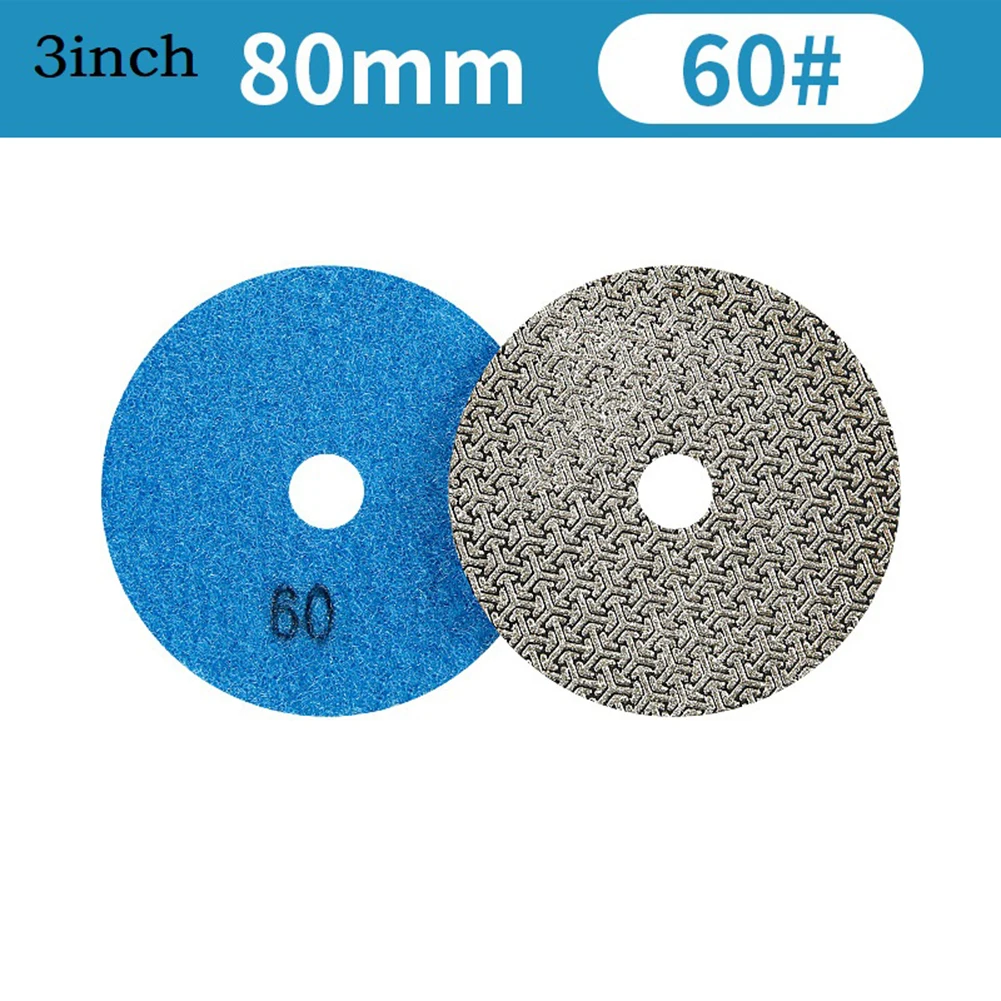 

3inch 80mm Electroplated Sanding Pad 60-400 Grit Grinding Disc For Glass Granite Marble Tile Concrete Polishing Tools