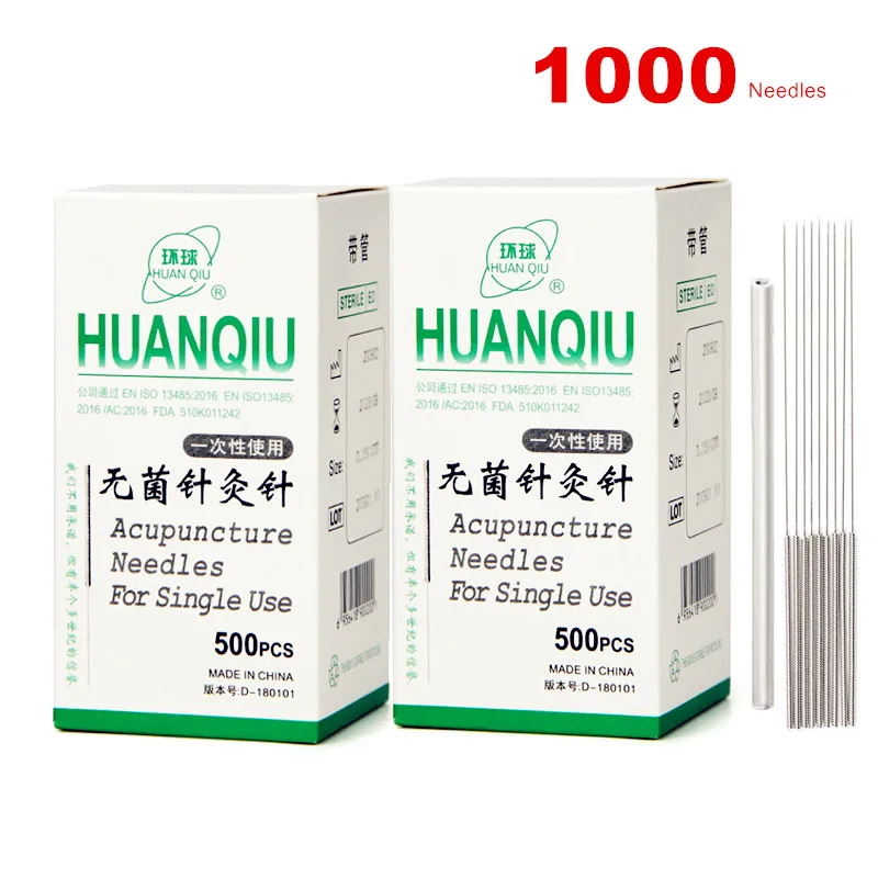 

1000 Acupuncture Needle HQ with Tube Sterile ALL Size Beauty Face Body Massage Wen jiu Needle Acupoint Stimulation