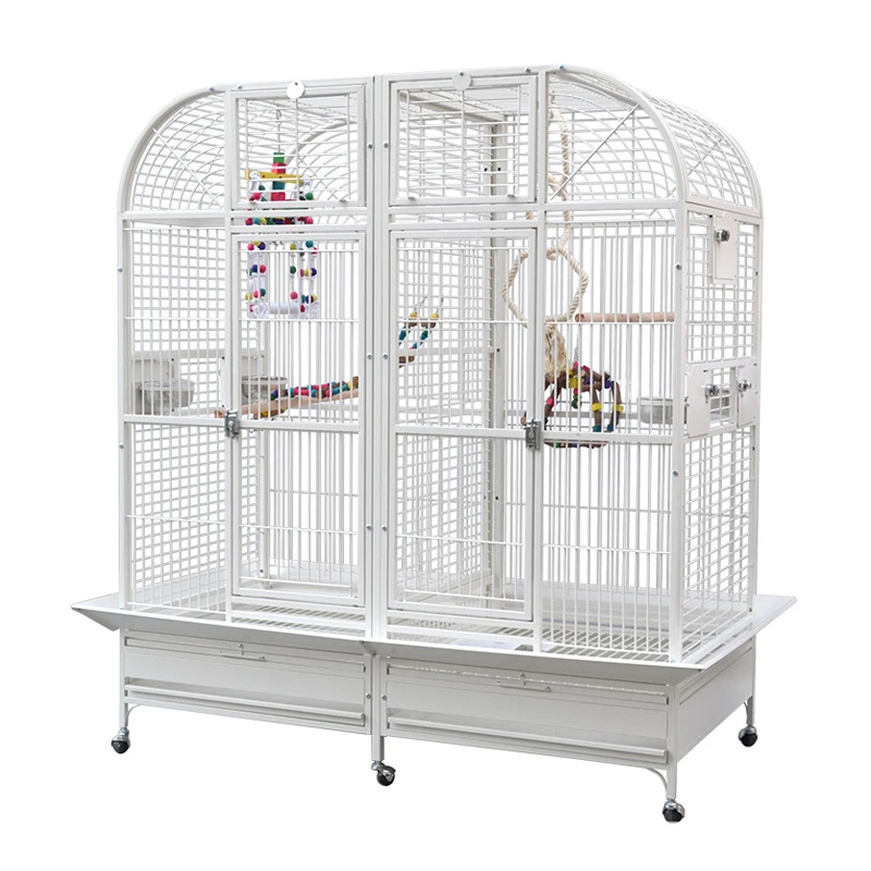 

High quality low carbon steel wire breed birds villa XL size movable parrot canary budgie cage with wheels