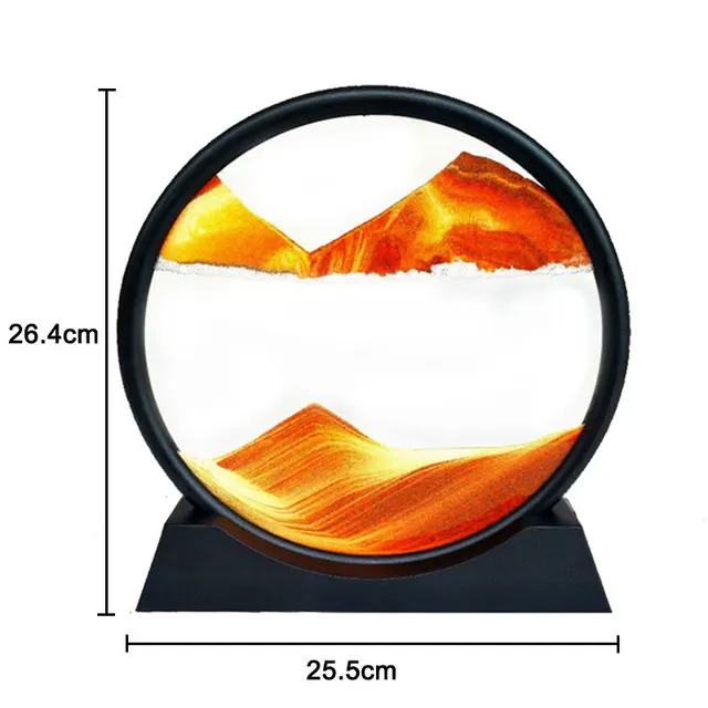 3D Quicksand Decor Picture Round Glass Moving Sand Art In Motion Display Flowing Sand Frame For Home Decor Hourglass Painting 