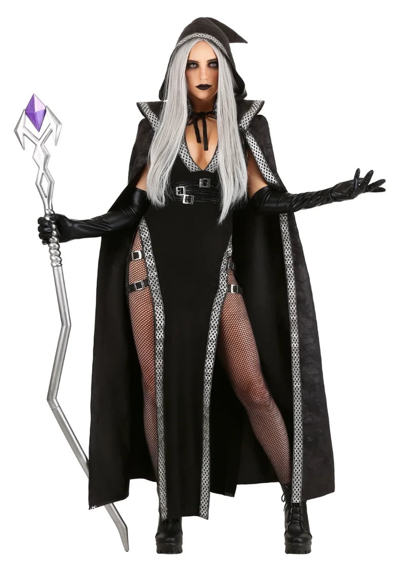 

Sexy Gothic Devil Witch Magician Fancy Costume Halloween Carnival Party Scary Wizard Vampire Cosplay Dress