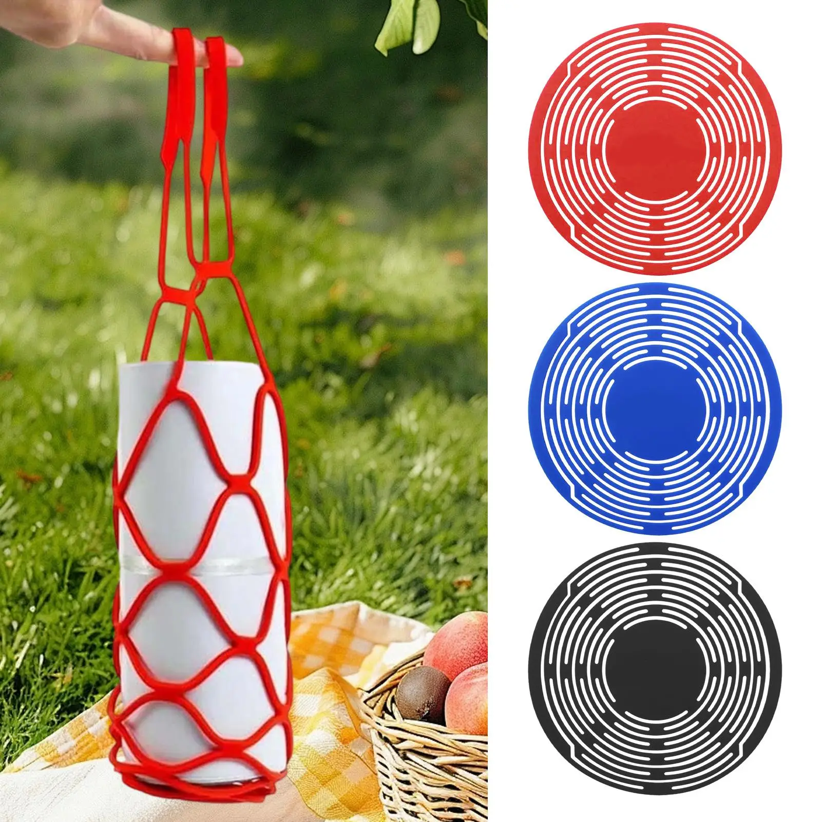 Eco-Friendly Silicone Wine Tote & Coaster Set – Foldable Travel Carrier for Picnics, Parties, and Home Dining