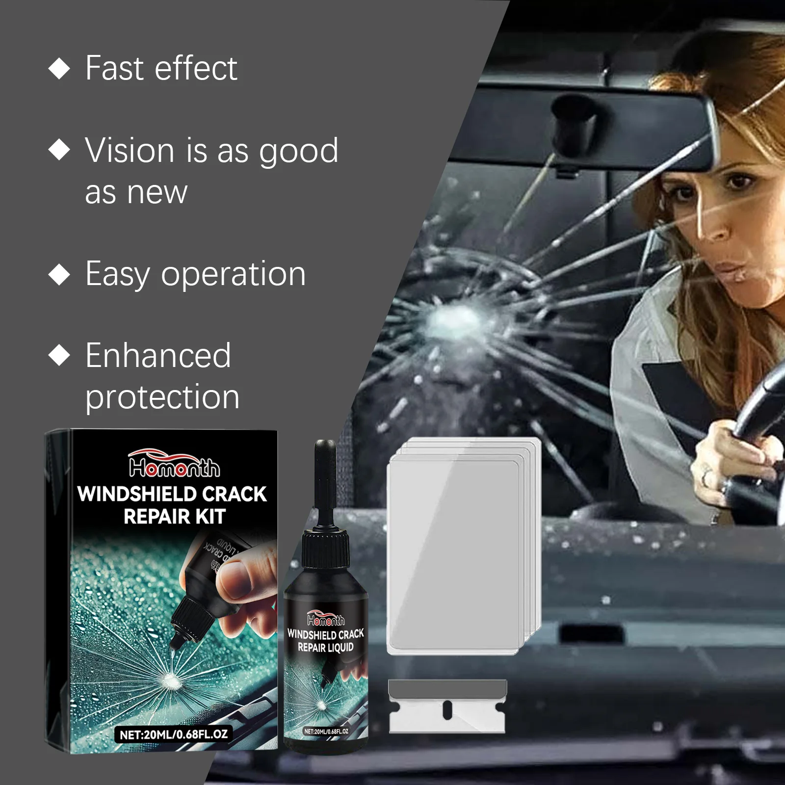 Nano Glass Repair Fluid Kit Car Window Cracks Remover Automotive Front Windshield Nano Repair Fluid Kit For Cracks Scratches 5