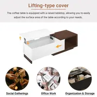 Coffee Table with Charging Station, 47.259 W Lift Coffee Table with Hidden Storage, Space Saving Center Table with Adjustable Sh 6