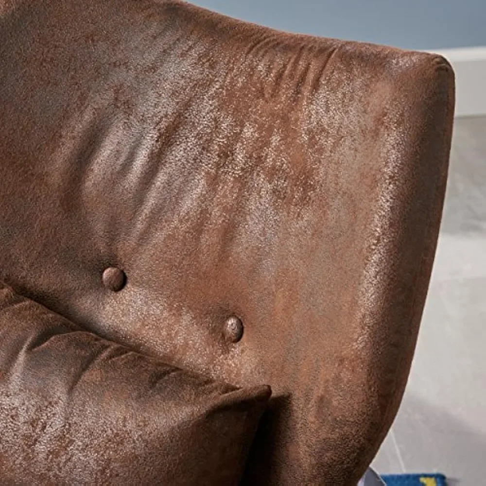 Haddie Mid Century Modern Fabric Club Chair, Brown and Dark Espresso, 31.25D x 26.25W x 32.75H Inch 5