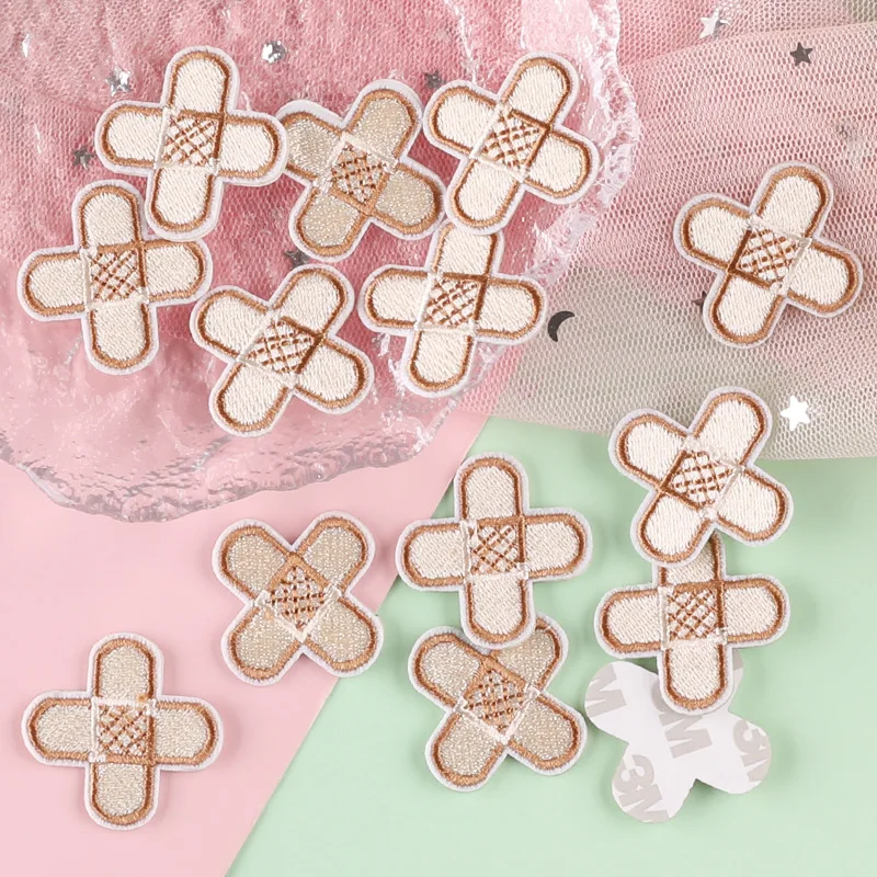 

1Pcs Cartoon Embroidery Patches For Clothing Bag Jacket Jeans Cross Bandage DIY self-adhesive patch On Backpacks Decor Badges