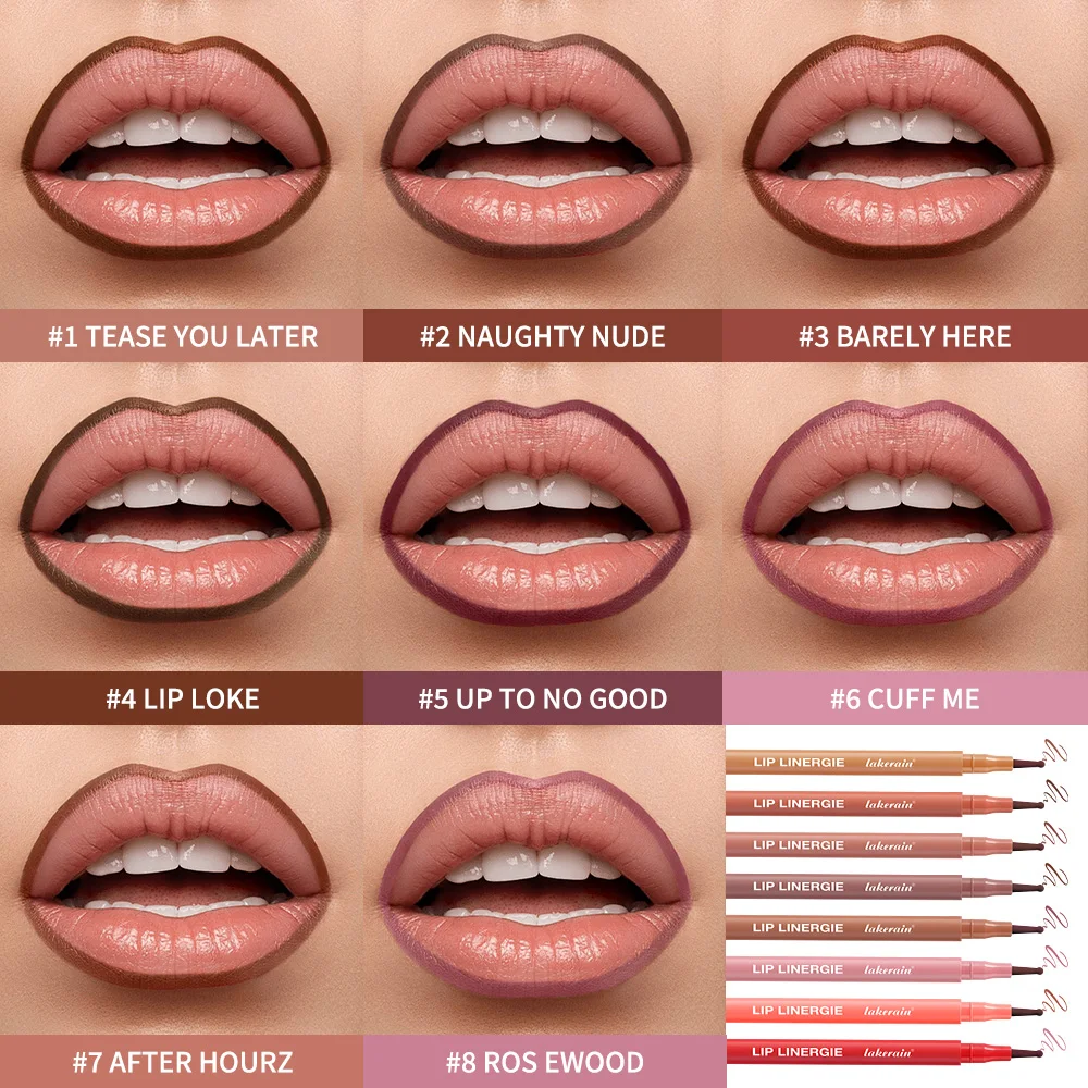 Lip Liner Stain Waterproof Long Lasting 8 Colors Transfer Proof Smudge Resistant No Bleed Formula Cosmetics