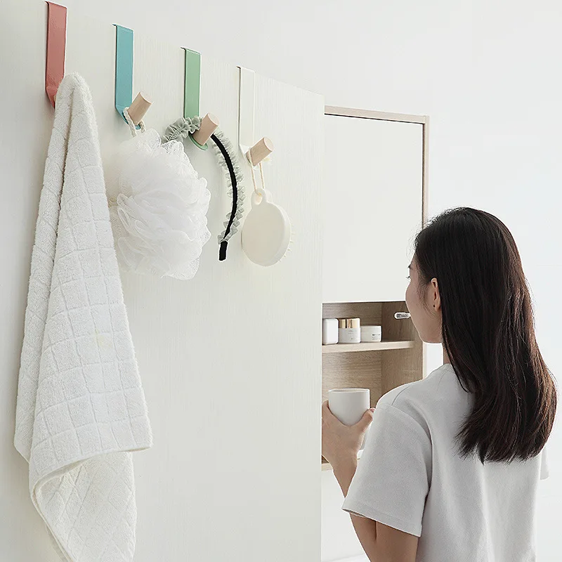 1PC Carbon Steel Wood Door Back Hook Towels Clothes Kitchen Bathroom Cabinet Storage Hanger Hook Behind Door Hanging Holder 15KG storage hook door hook