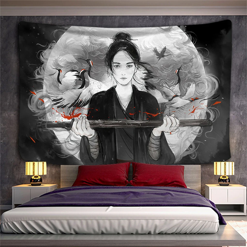 

Soft And Durable Japanese Tapestry For Eye-catching Wall Decor Crane Woman Japan Tapestry Decorative