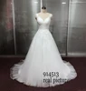 Customized Vestido De Noiva V Neck Tulle Wedding Dress Top Lace Appliques Bridal Dress Made Backless Wedding Gown Sweep Train 6