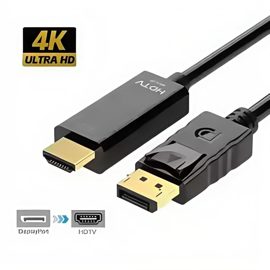 Câble DisplayPort vers HDMI 1,8 M (6 pieds) - Connecteur plaqué or 4K x 2K, adaptateur DP vers HDTV pour PC/ordinateur portable/moniteur/projecteur