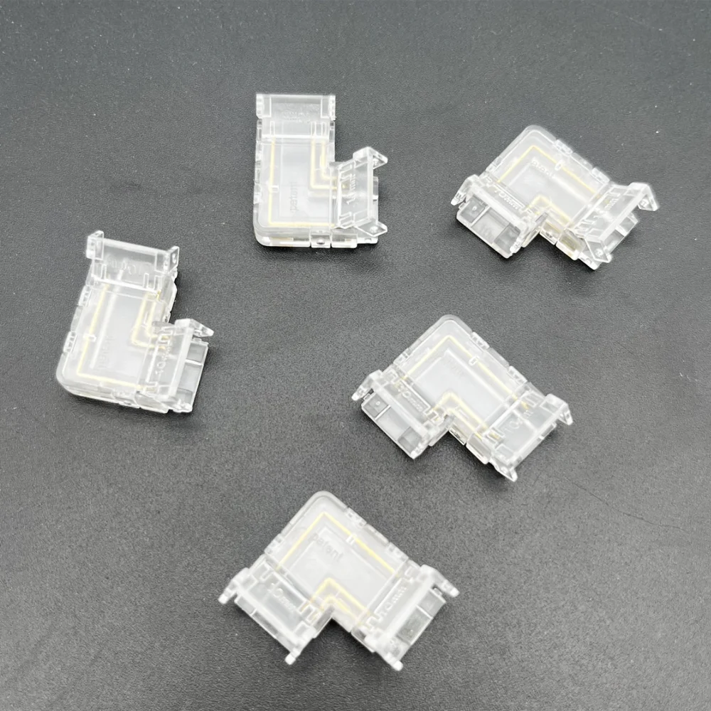 Conector rápido para tira de LED COB CCT de 3 pines, 10 mm, sin soldadura, conector de tira a tira/cable en L con hebilla mini