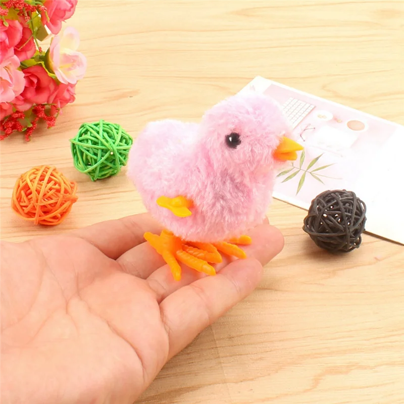 5Pcs Easter Wind Up Chick Toys Novelty Jumping Chicken Gag Plush Baby Chicks Toys Favors Gift for Kids Girls