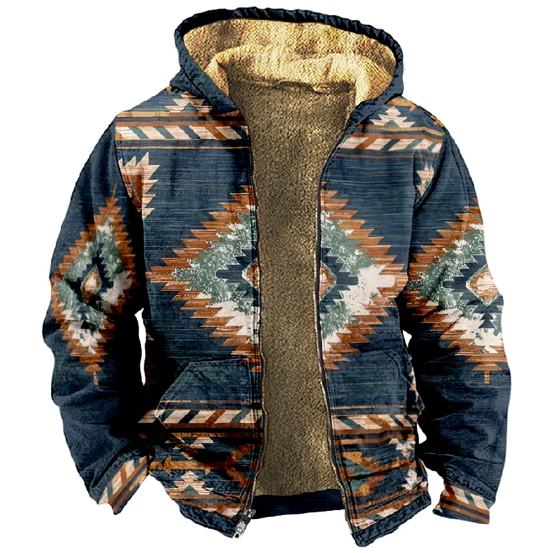 New Totem Italian Cotton Coat Hooded Sweater Casual Print Long Sleeve Zipper Sweater Thick Cotton Coat Autumn and Winter a38