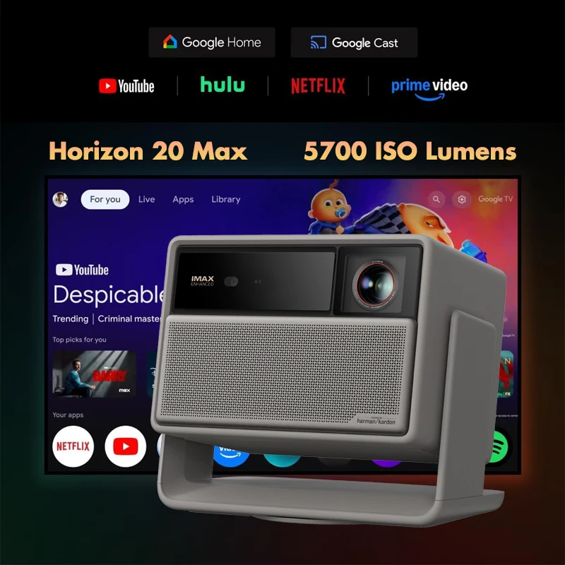 XGIMI Horizon 20 Max 8K 프로젝터 4K 트라이 컬러 RGB 레이저 5700ISO 홈 시네마 GTV 3D IMAX 지원 하만 카돈 오디오 프로젝터