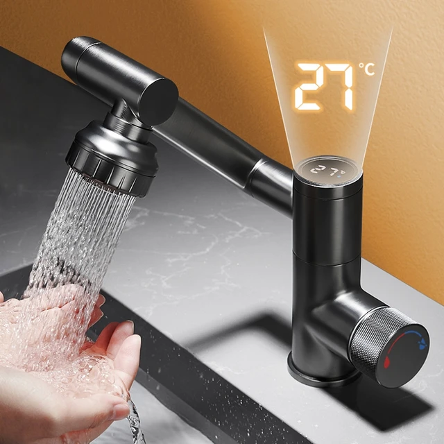 Digital Display LED Basin Faucet 360 Rotation Multi-function Stream Sprayer Hot Cold Water Sink Mixer Wash Tap For Bathroom 1