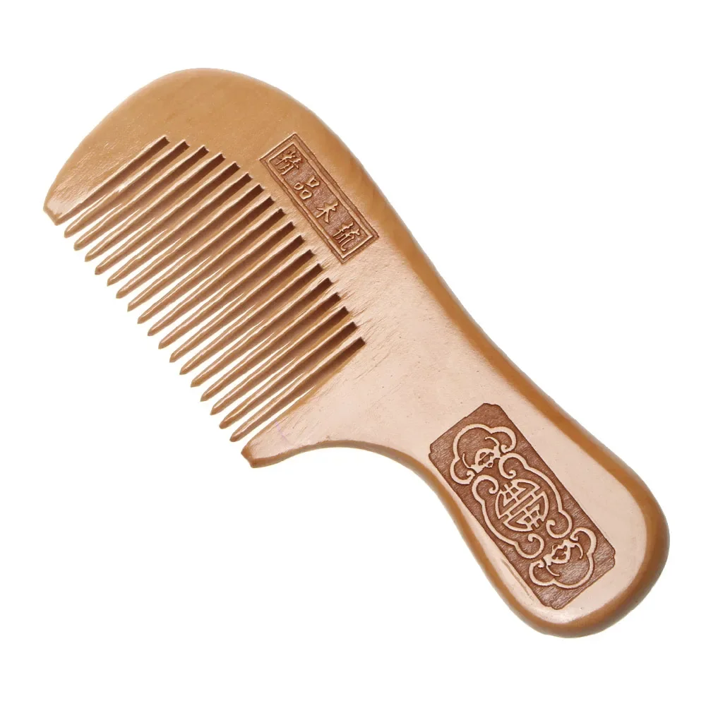

Natural Peach Wood Comb 1 Pcs with Closed Teeth Anti-static Beard Comb Head Massage Hair Care Brush for Travel