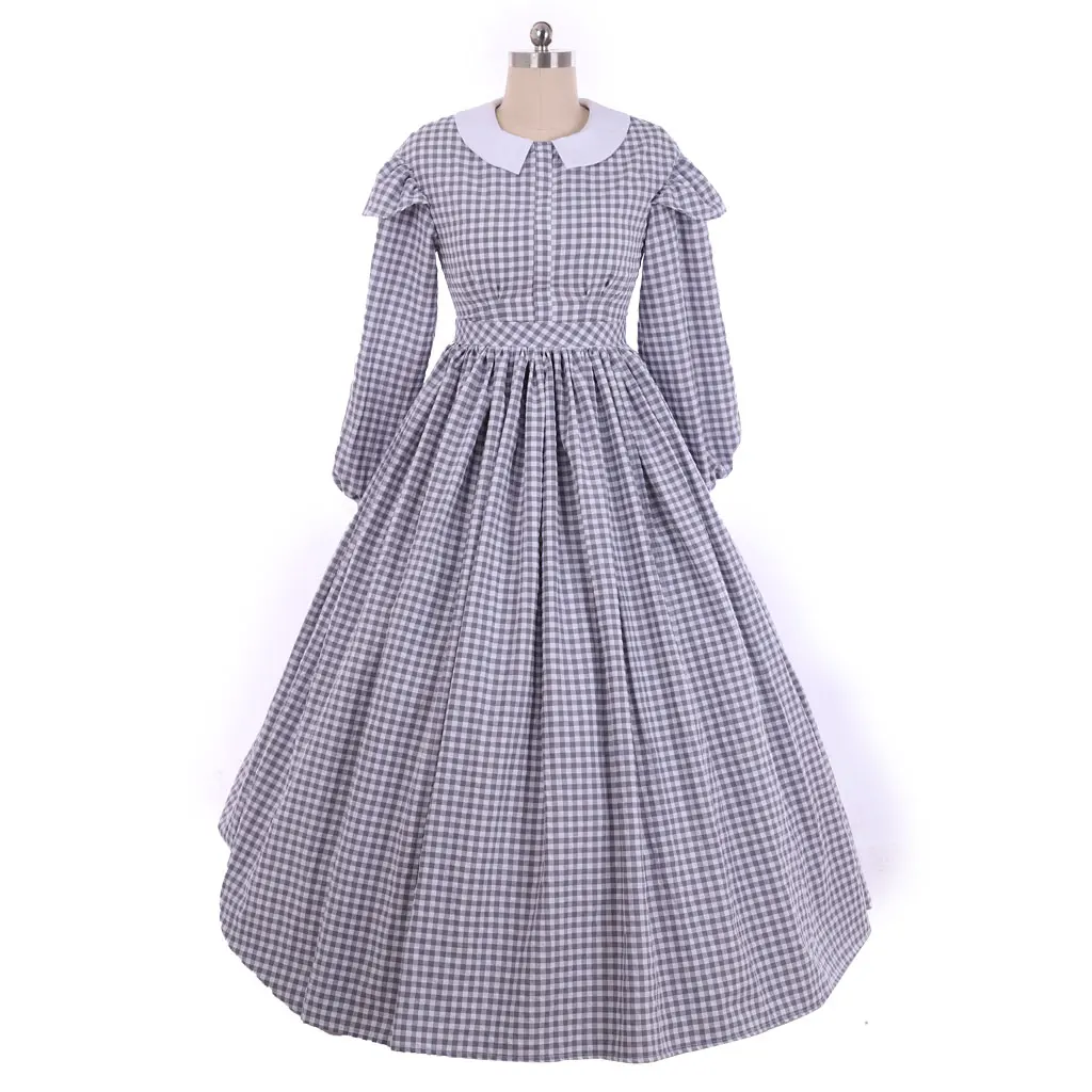 

Victorian Plaid Dress Medieval Renaissance Historical Period Dress 1860s Civil War Colonial Ball Gown Halloween Tea Party Outfit