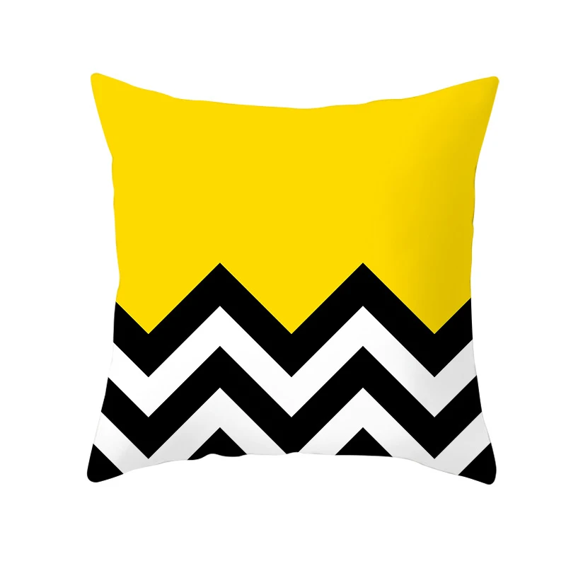 Yellow Black Geometric Pattern Square Cushion Cover Geometry Pillow Case Polyester Throw Pillows Cover For Home Decor 45x45cm