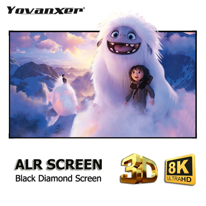 2023 Newest ALR CLR Black Diamond Projector Screen Ambient Light Rejecting 1CM Ultra Narrow Bezel Fixed Frame Projection