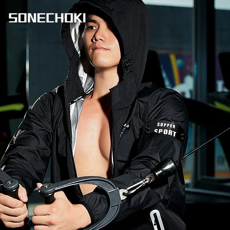 

2Pcs Sauna Suit Men Professional Athlete Plus Size Boxing Training Sportswear for Sweating Burn Gym Clothing Male Fitness Set