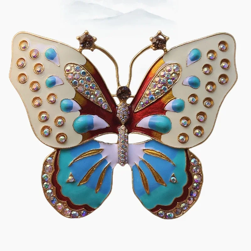 

Vintage Enamel Butterfly Brooches for Women Bohimia Insects Animals Bag Laple Pins Sweater Chain Corsage Coat Suit Accessories
